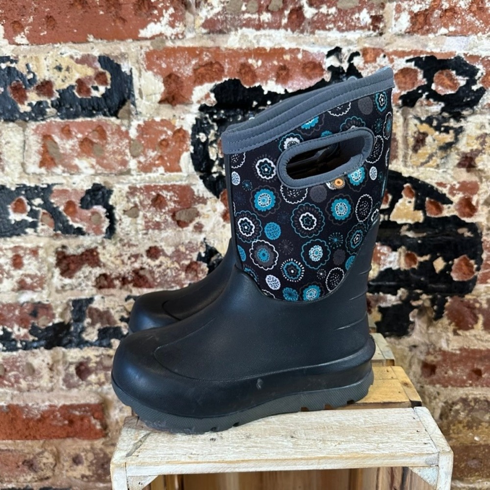 Bogs Neo Classic Bullseye Blue Boot Waterproof Rain Shoes Pull On Little Girl 13
